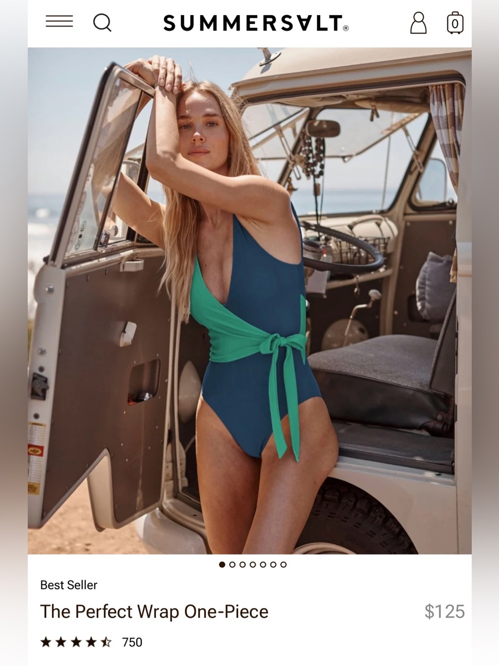 NWOT Summersalt Summer Salt The Perfect Wrap One Piece Tie Swimsuit Swim Sz. 6